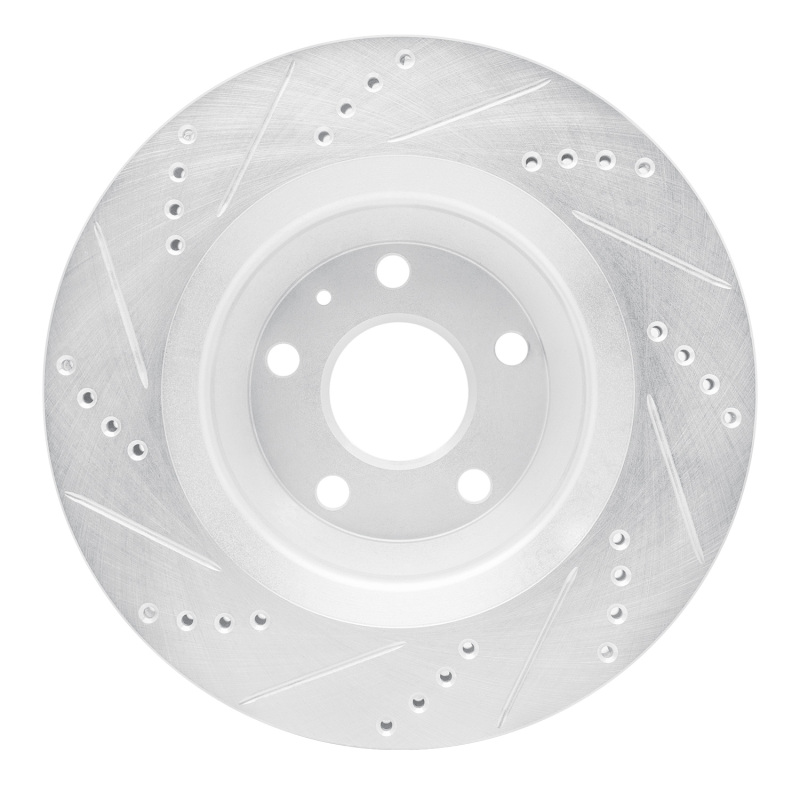 Audi TT Brake Rotor (1) - Rear Right - R1 Concepts - Drilled & Slotted - Silver - `08-`15